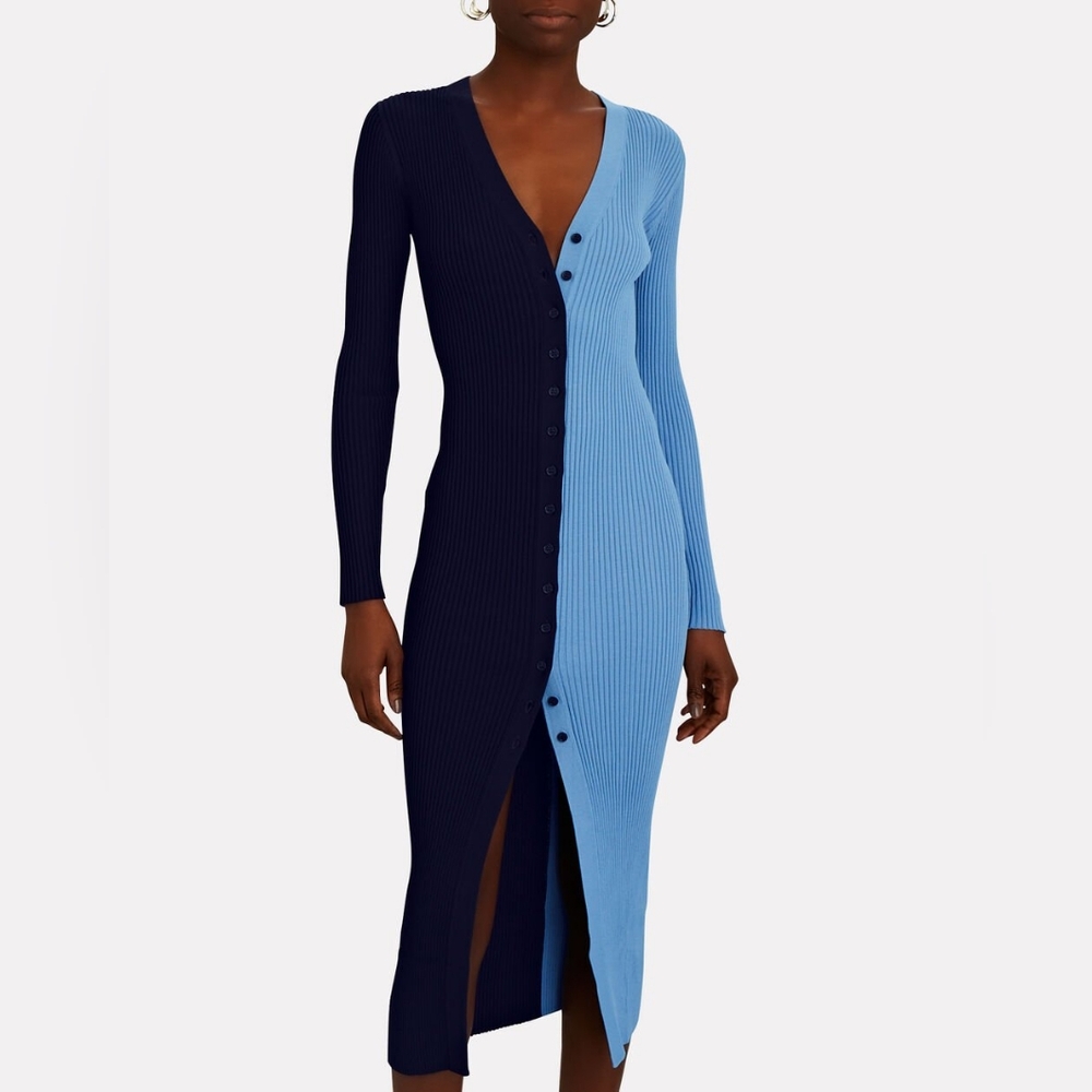 Staud Shoko Sweater Dress, Blue XL, NWT
